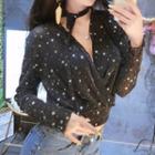 Star Print Cropped Blouse