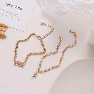 Lettering Pendant Necklace Set - Lettering & Number - One Size