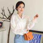 Open-placket Crochet-trim Blouse