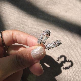 Rhinestone Alloy Earring 1 Pair - 925 Silver Stud - Silver - One Size