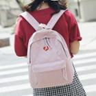 Corduroy Heart Embroidered Backpack