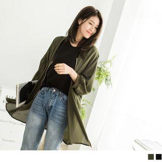 Zipper Chiffon Cardigan