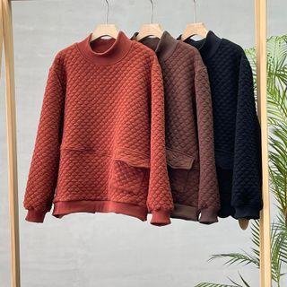 Mock-neck Textured Sweatshirt