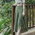 Dotted Chiffon Midi A-line Skirt