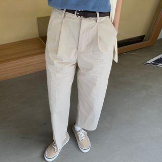 Set: Loose Fit Cropped Pants + Belt