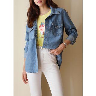 Belted Flap-pocket Denim Shirt