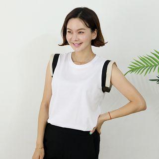 Contrast-trim Cap-sleeve Top