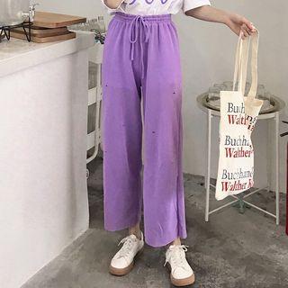 Set: Letter Short-sleeve T-shirt + Wide Leg Pants