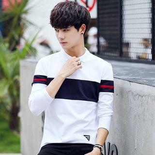 Long-sleeve Color-block Polo Shirt