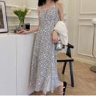 Floral Side-slit Spaghetti Strap Dress