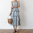 Spaghetti-strap Layered Midi Dress