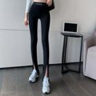 High-waist Plain Split Skinny Pants