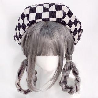 Checker Beret Hat Check - Black & White - M