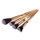 Set Of 4: Makeup Brushes 4 Pcs - Brown & White Hair - Rose Gold - One Size