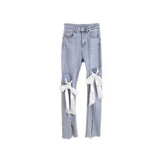 Cutout Ribbon Bootcut Jeans