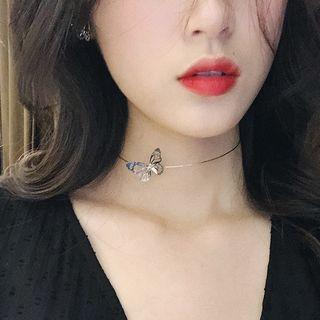 Alloy Butterfly Choker Silver - One Size