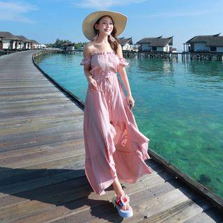 Short-sleeve Off Shoulder A-line Sun Dress