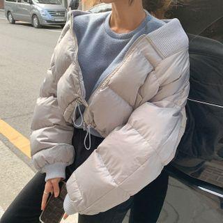 Drawstring-waist Padded Cropped Jacket