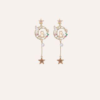 Cat Star Drop Earring 1 Pair - As Shown In Figure - One Size