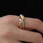 Set Of 2: Twisted Stainless Steel Open Ring Set Of 2: Gold & Silver - One Size