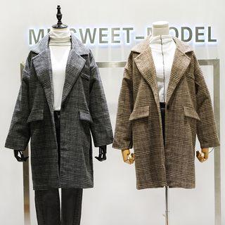 Lapel Plaid Wool Coat