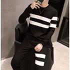 Set: Printed Short-sleeve T-shirt + Sweat Short / Striped Long-sleeve T-shirt + Sweatpants
