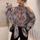 Plaid Shirt Gray & Red - One Size