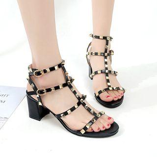 Studded Block-heel Gladiator Sandals