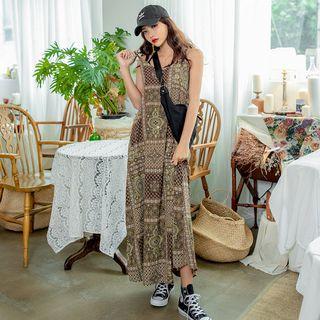 Spaghetti-strap Maxi Patterned Dress