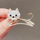 Cat Cat Eye Stone Alloy Brooch Ly1420 - White & Gold - One Size