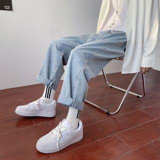 Drawstring-waist Cropped Straight Leg Jeans