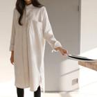 Mandarin-collar Corduroy Shirtdress