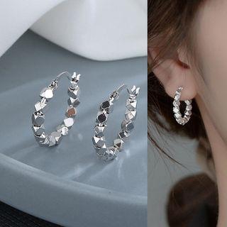 Alloy Hoop Earring 1 Pc - Silver - One Size
