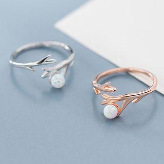 925 Sterling Silver Deer Horn Open Ring