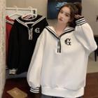 Sailor Collar Letter Embroidered Sweatshirt