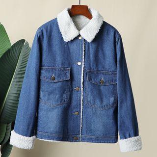 Fleece-lined Denim Jacket Blue - M