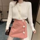 Cable Knit Cardigan / A-line Skirt