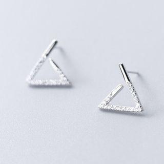Triangle Stud Earring 1 Pair - S925 Silver - Silver - One Size