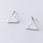 Triangle Stud Earring 1 Pair - S925 Silver - Silver - One Size