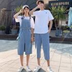 Couple Matching Short-sleeve T-shirt / Harem Jeans / Denim Jumper Dress