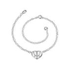 Simple Sweet Hollow Heart Cubic Zircon Anklet Silver - One Size