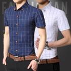 Short-sleeve Windowpane Check Shirt