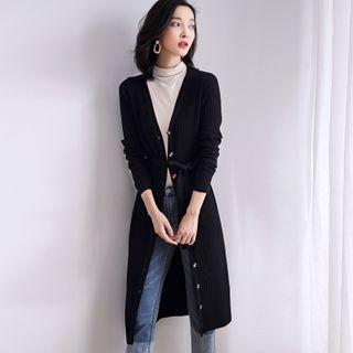 Button-up Midi Rib Knit Dress