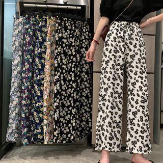 Floral High-waist Wide-leg Pants