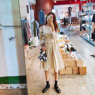Drawcord Gathered-waist Dress