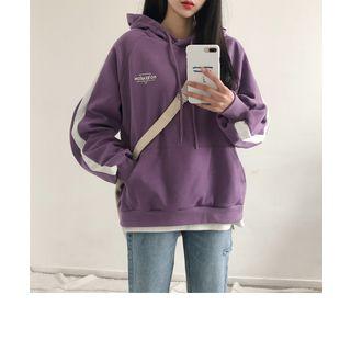 Letter-printed Piped Hoodie