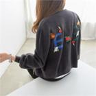 Embroidered Knit Zip-up Jacket