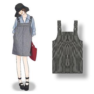 Striped Dungaree Dress Stripes - Black - One Size