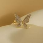 Butterfly Alloy Cuff Earring 1 Piece - Cuff Earring - Rhinestone Butterfly - Gold - One Size