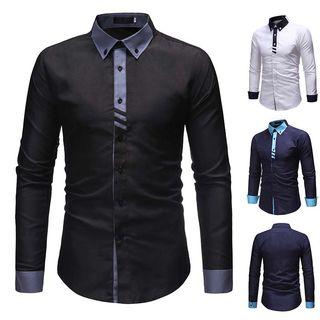 Color Panel Long-sleeve Shirt